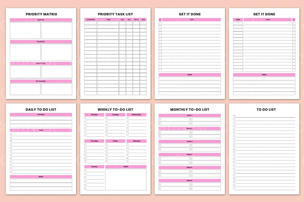 ADHD Printable Planner productivity workbook for ADHD adults