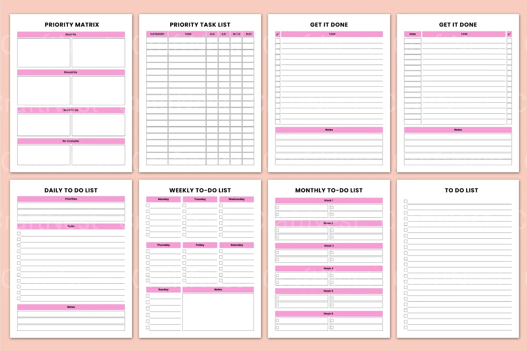 ADHD Printable Planner productivity workbook for ADHD adults