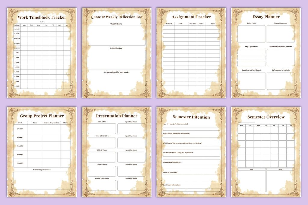 Dark Academia Study Planner
