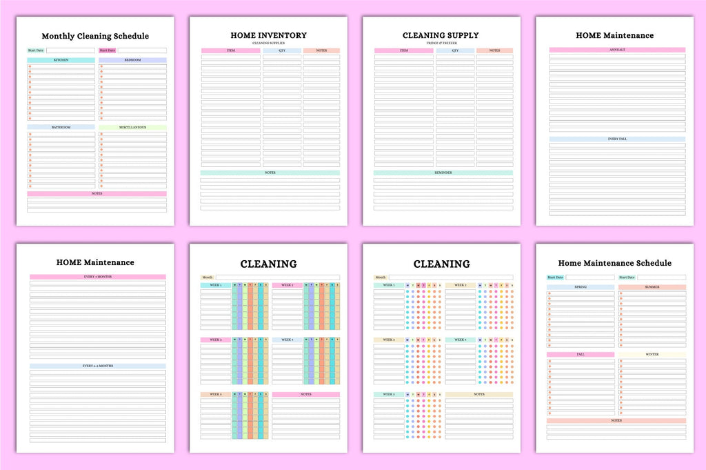 ADHD Cleaning Planner for Effective Organization Decluttering Pages