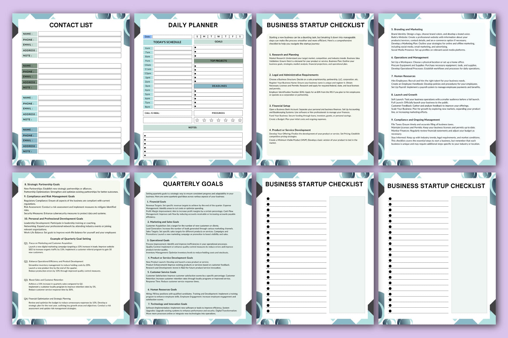 Customized Business Workbook