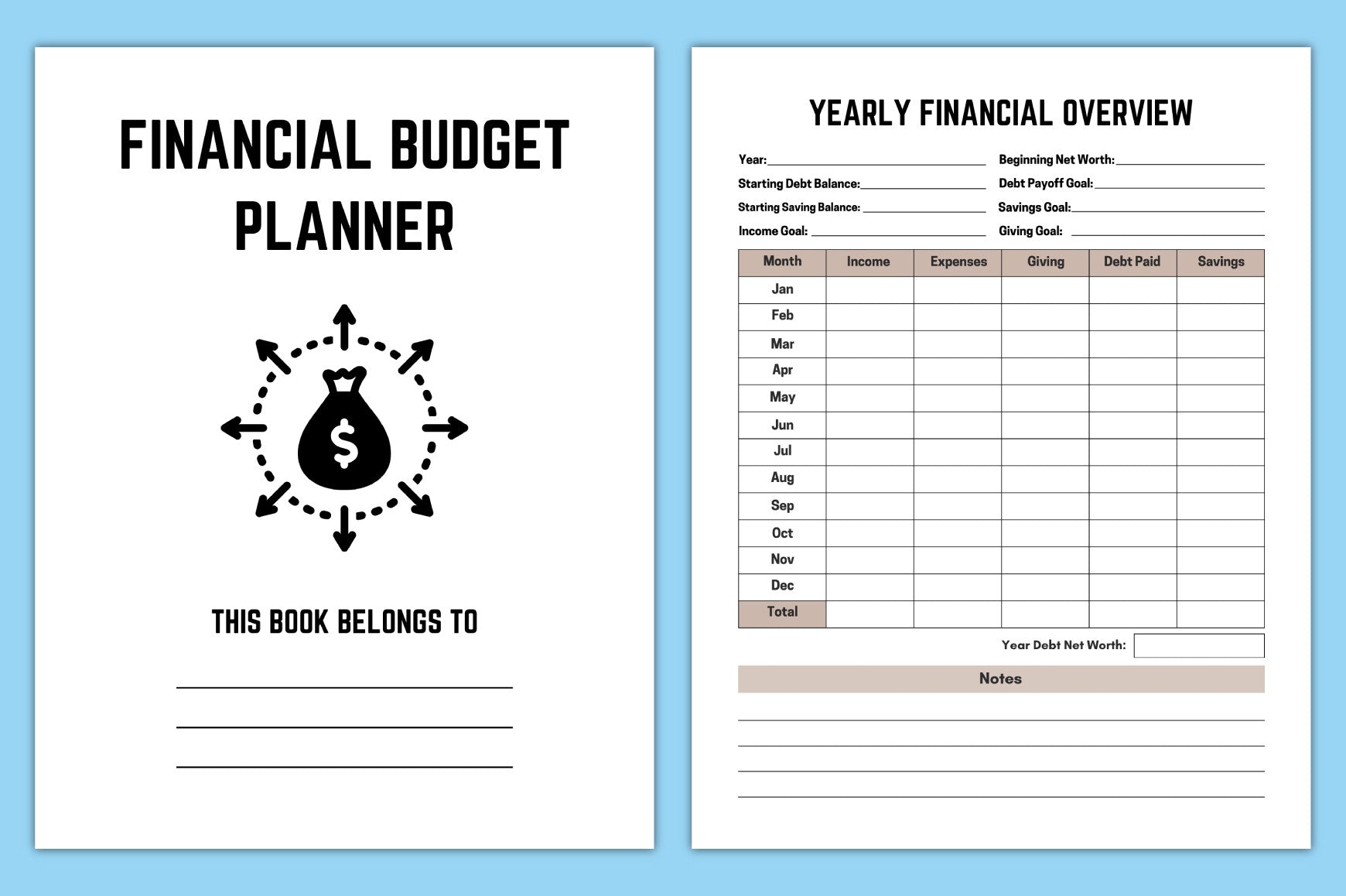One Year Financial Budget Planner