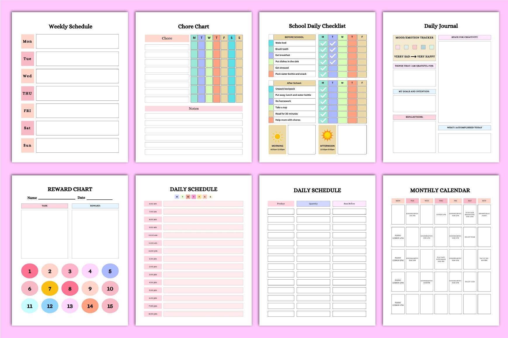 Kids Calendar Planner