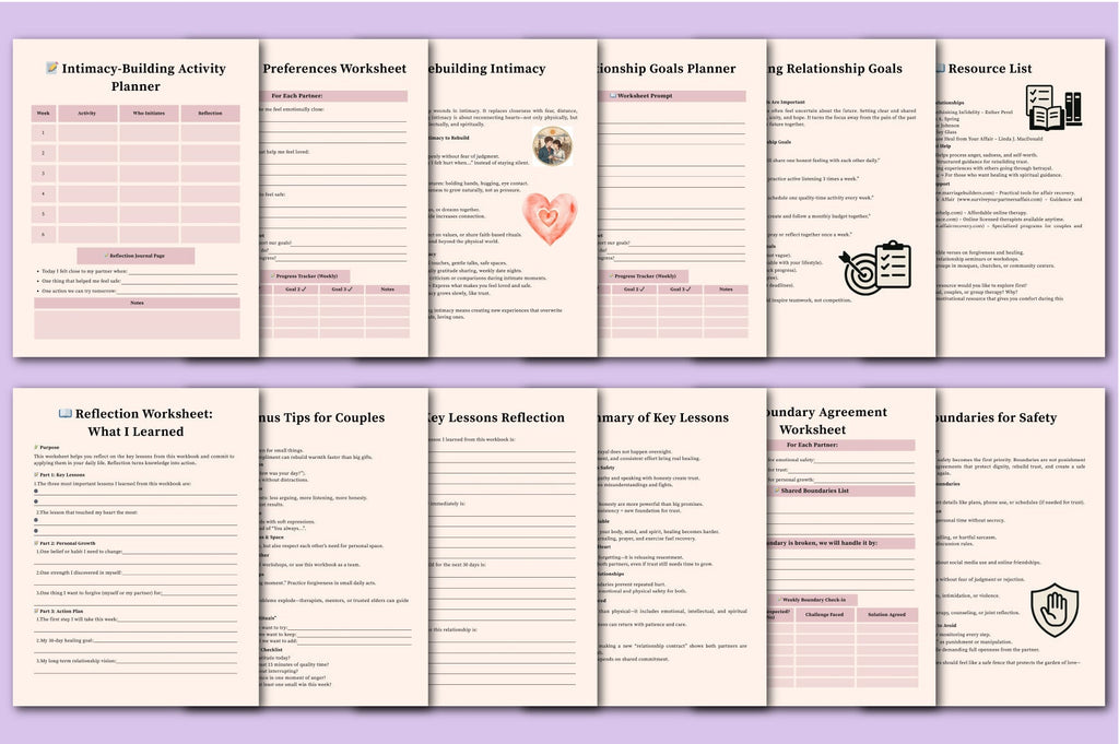 Affair Recovery Worksheets Planner