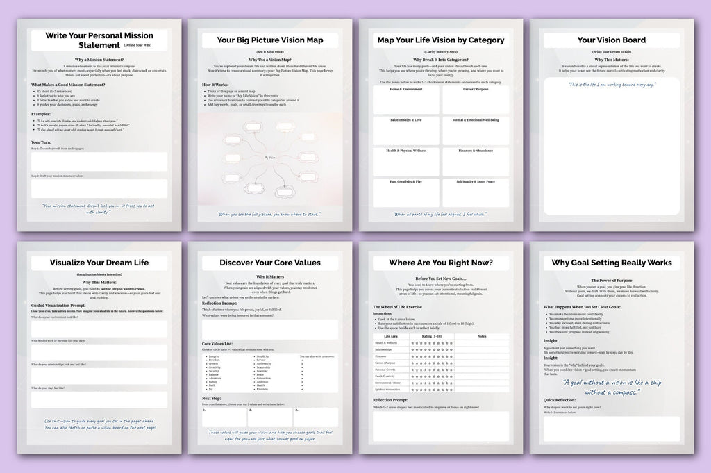 Goal Setting Vision Mapping Guide Planner
