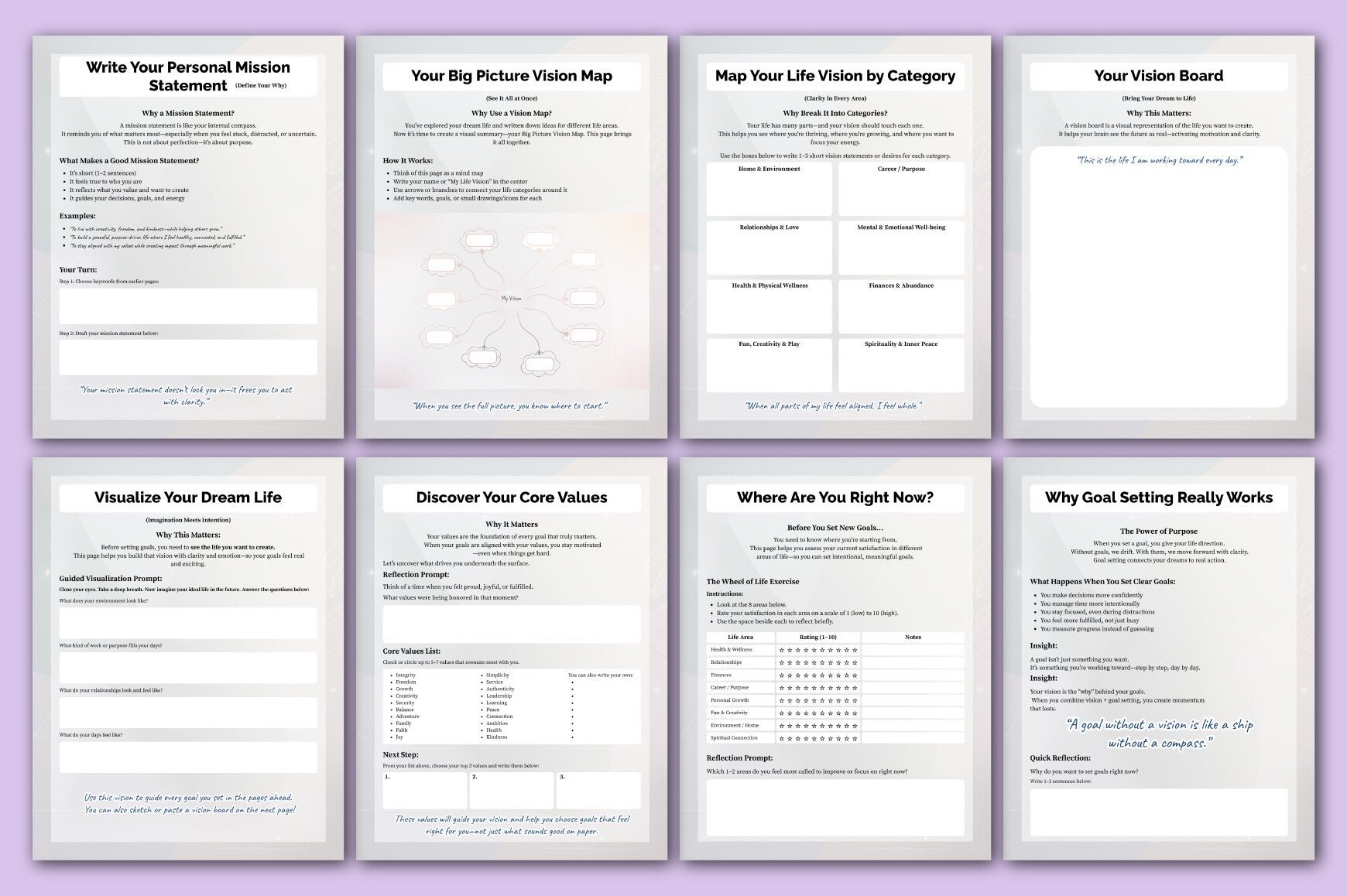 Goal Setting Vision Mapping Guide Planner