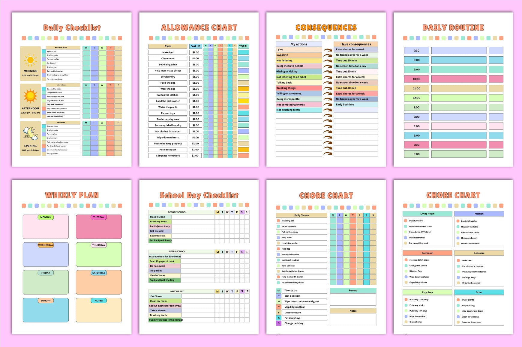 Kids Chore Chart Planner