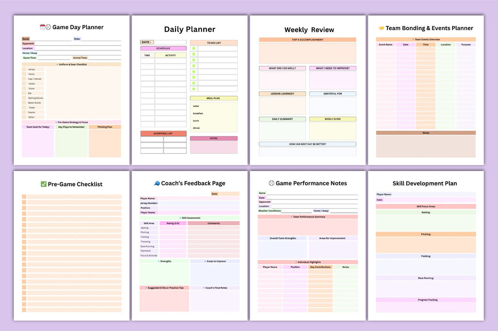 Baseball Planner Template