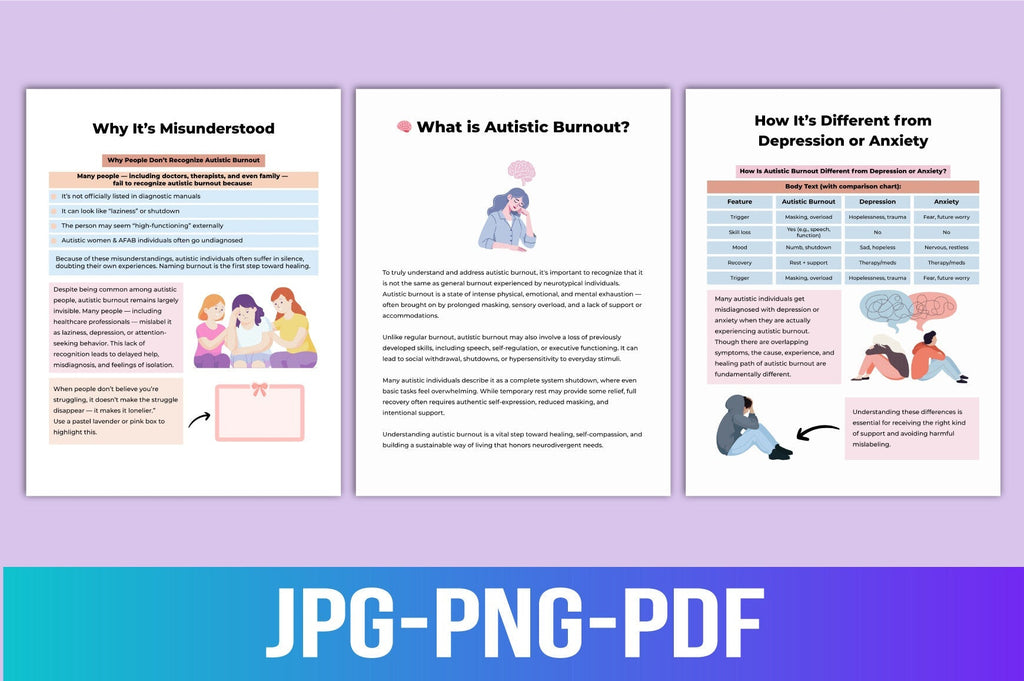Autistic Burnout Recovery Workbook including emotional support pages
