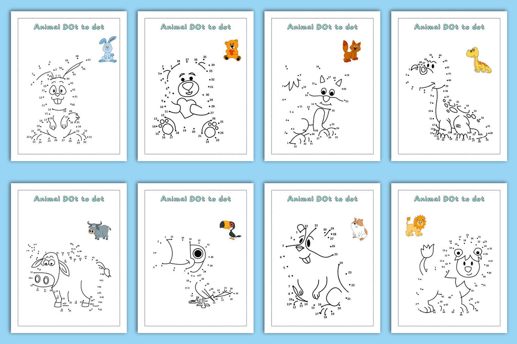 Dot-to-Dot Animal Worksheets for Kids Book