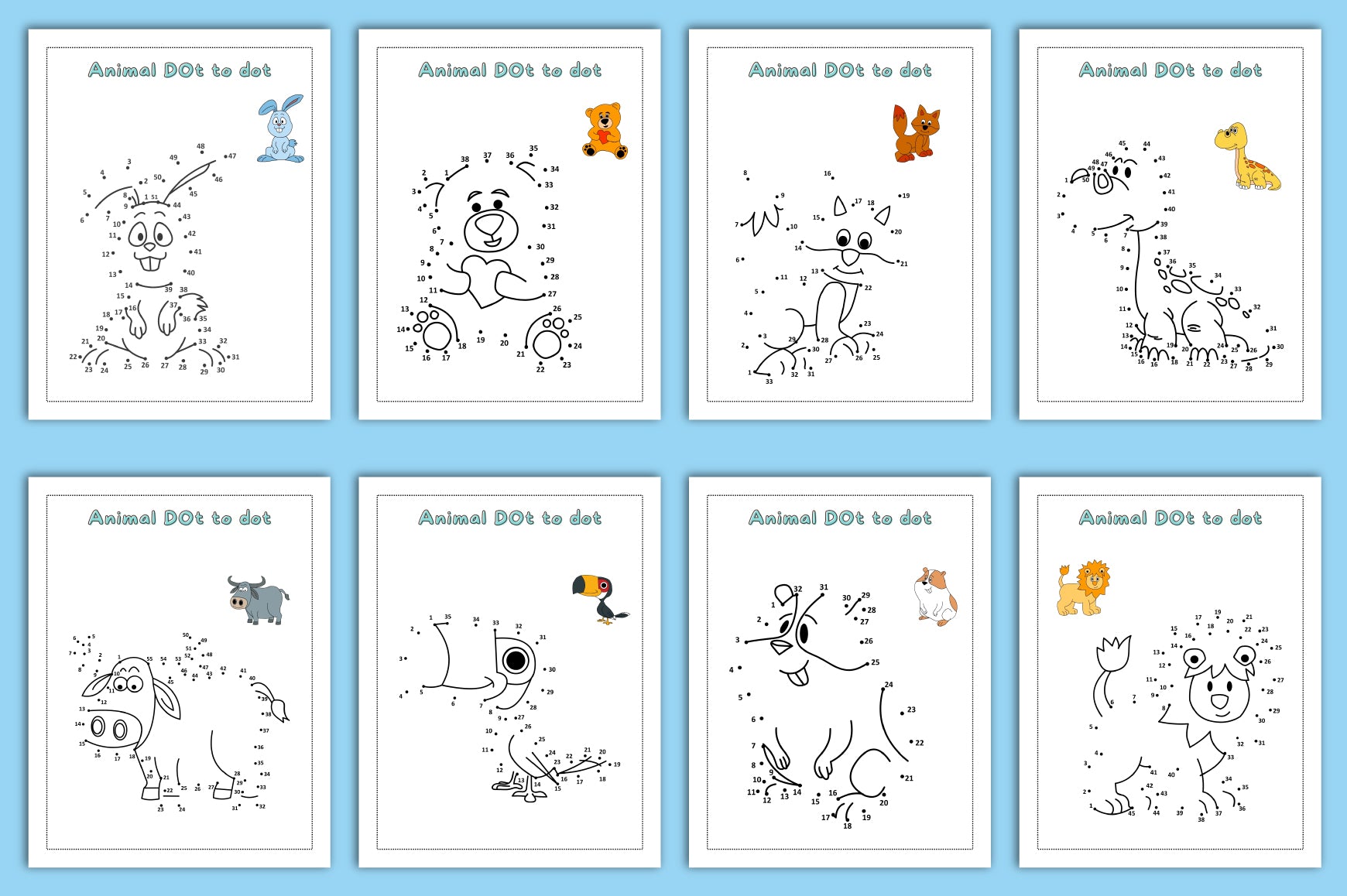 Dot-to-Dot Animal Worksheets for Kids Book