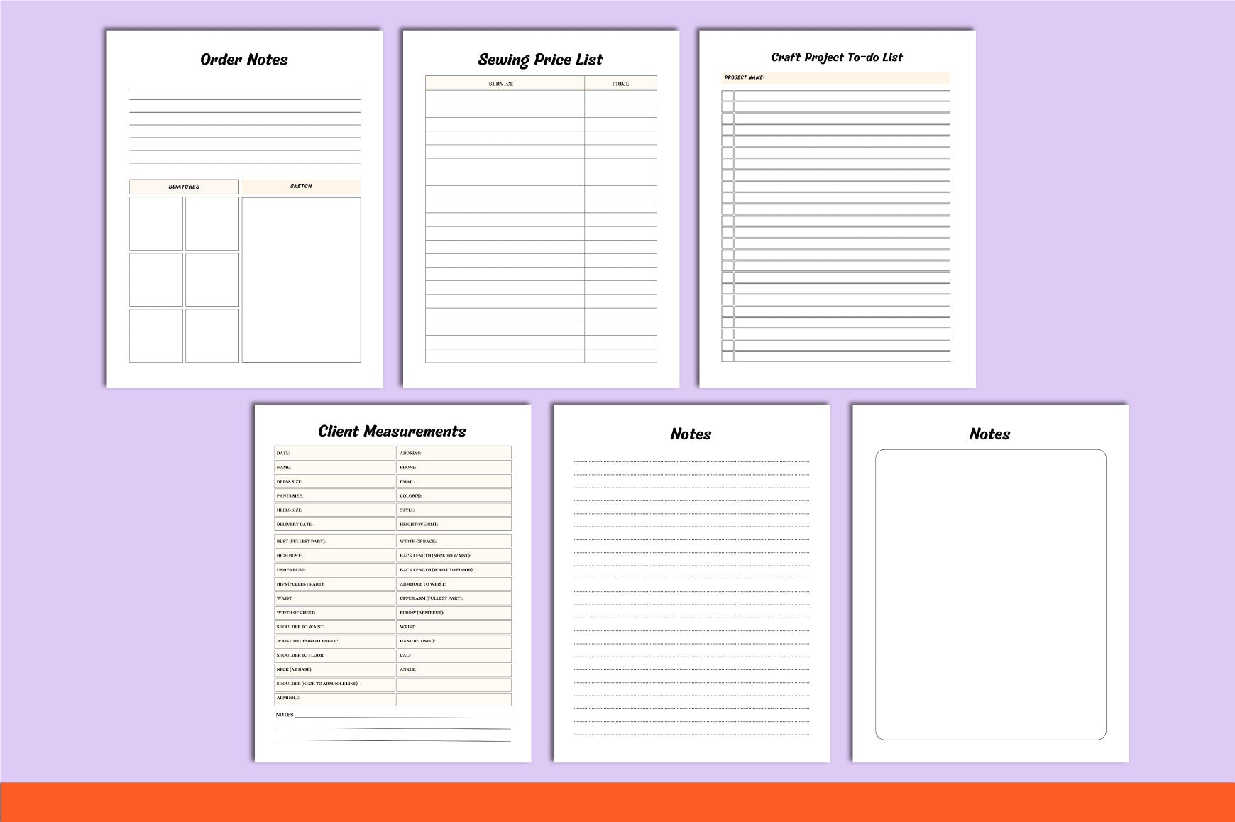 Sewing Projects Planner