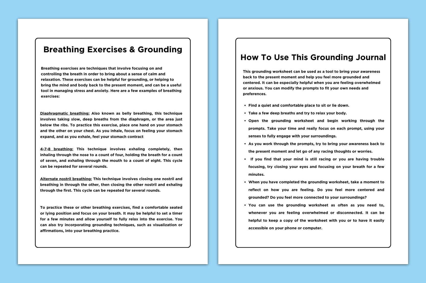Editable Grounding Yourself Journal