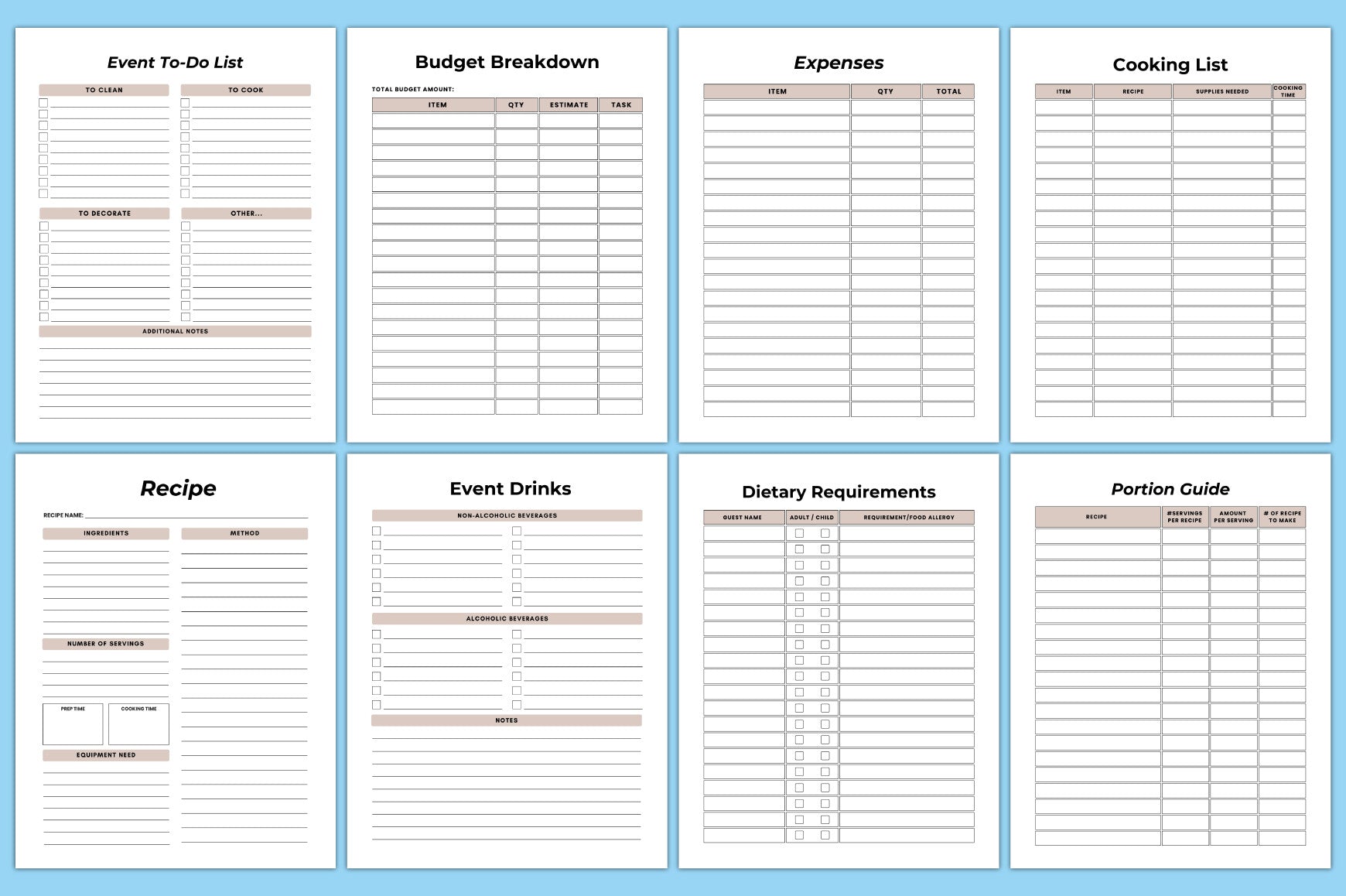 Editable Event Planner