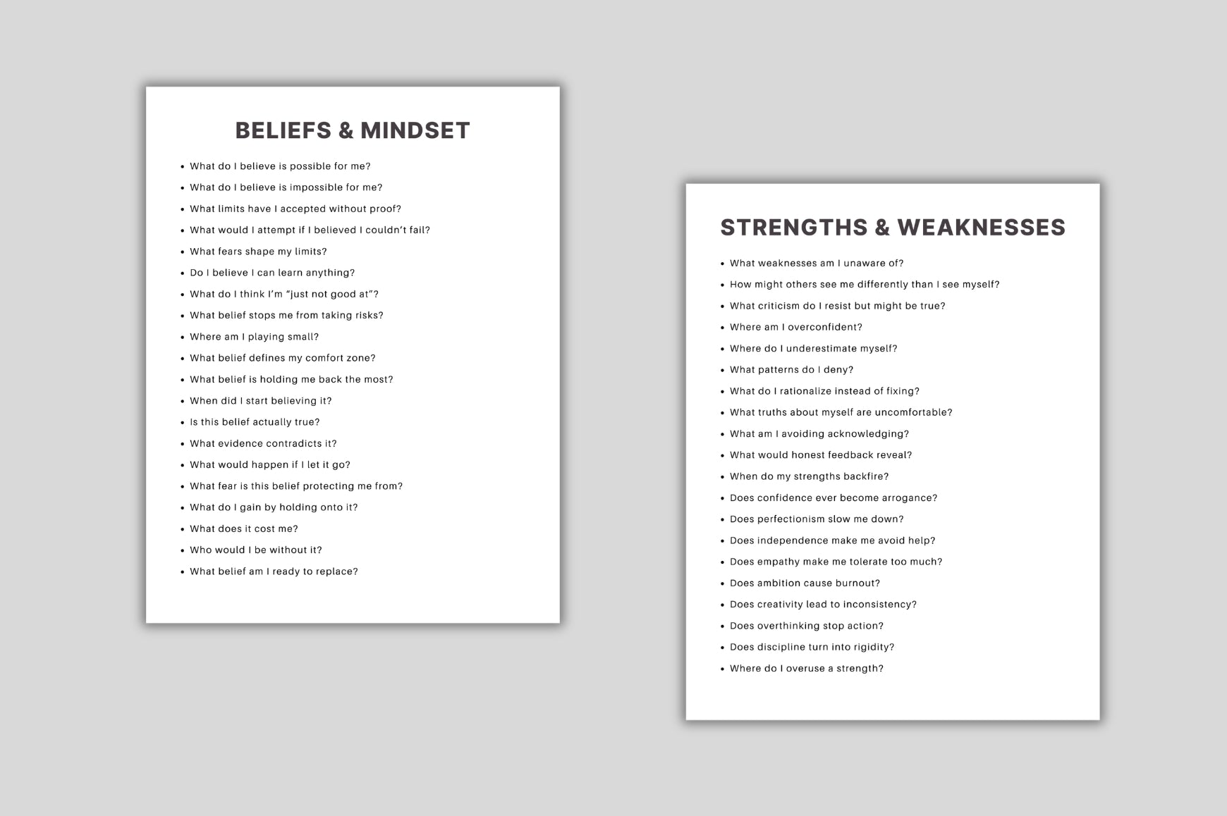Self-Discovery Questions Journal