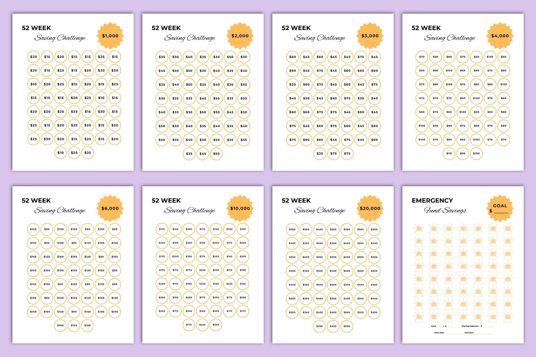 Money Saving Challenge Planner