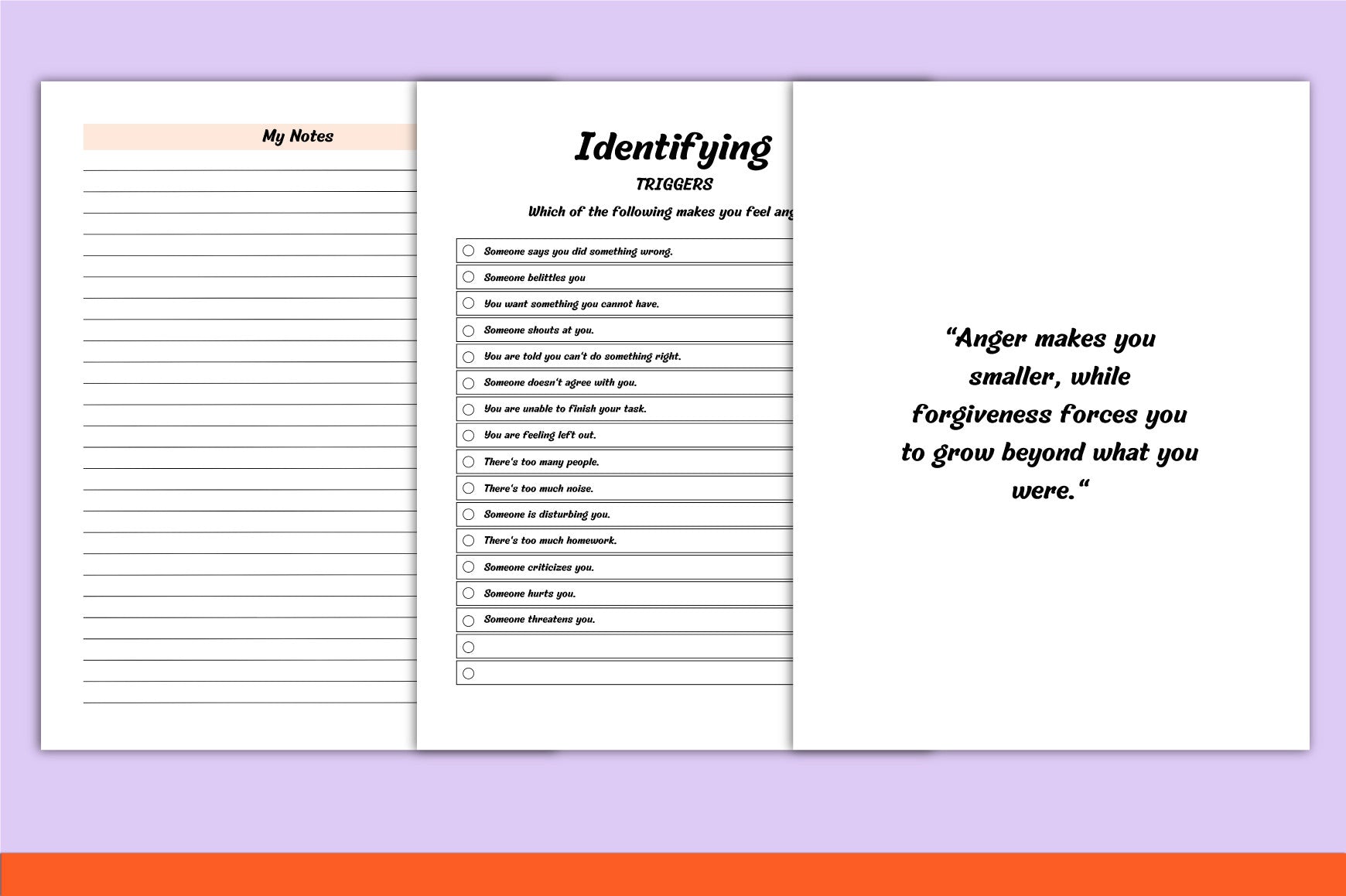 Anger Management Planner for Kids