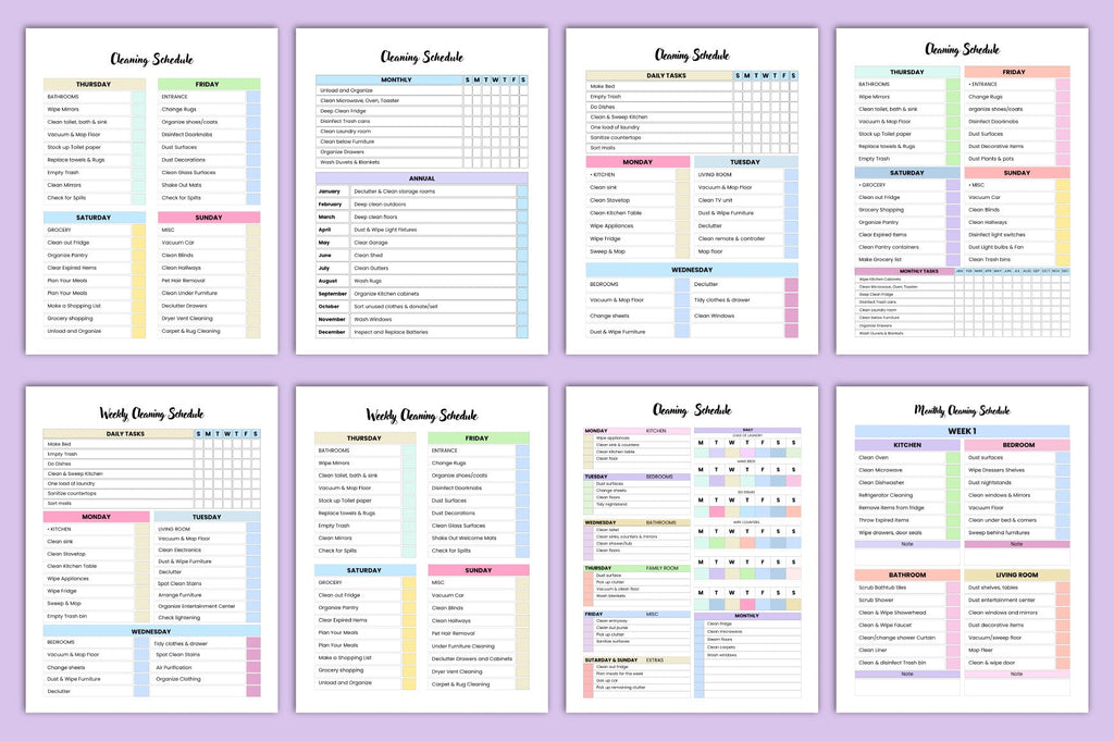 Cleaning Schedule Planner Template