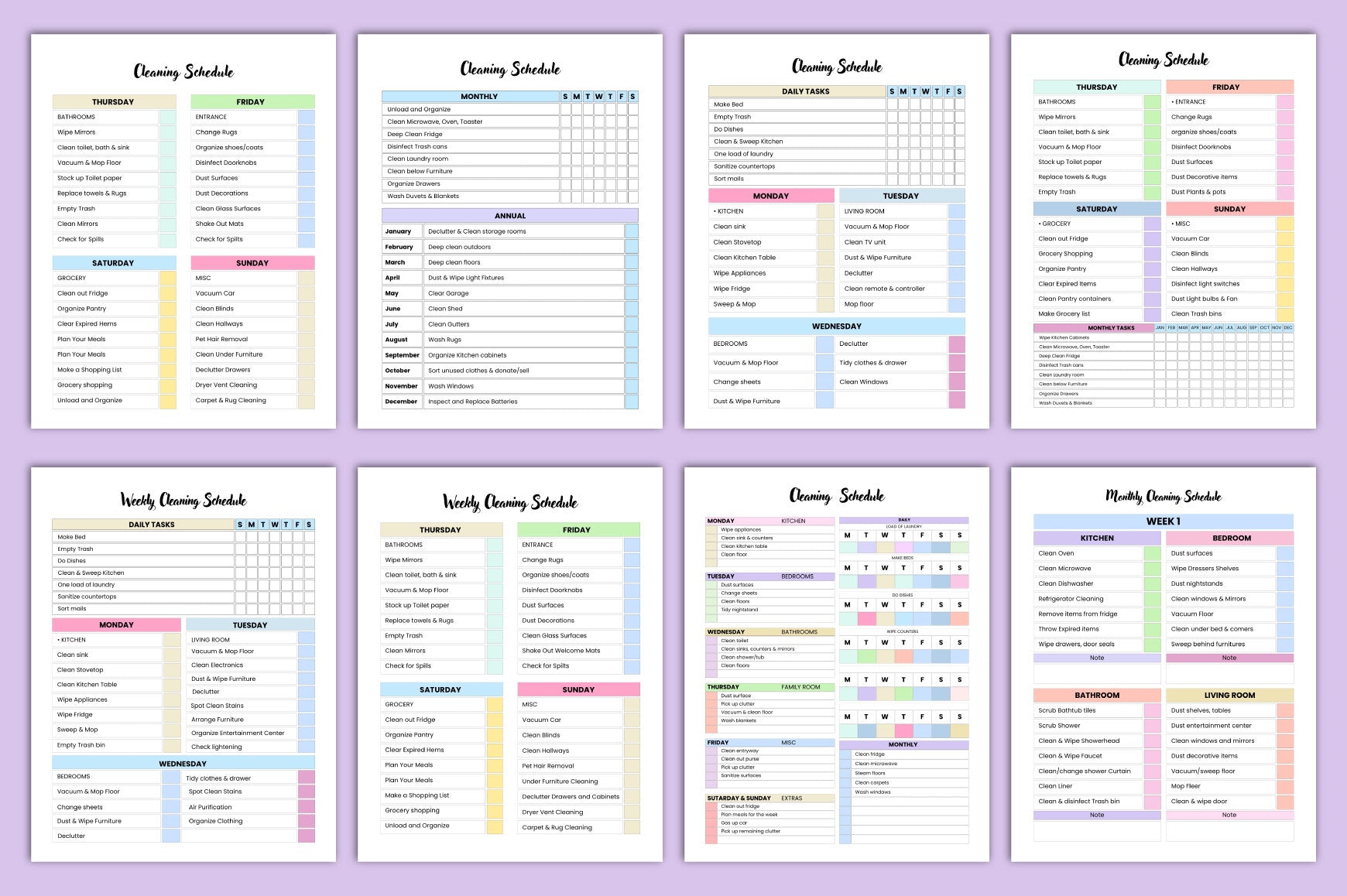 Cleaning Schedule Planner Template