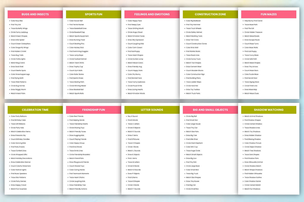 Preschool Activity Prompts