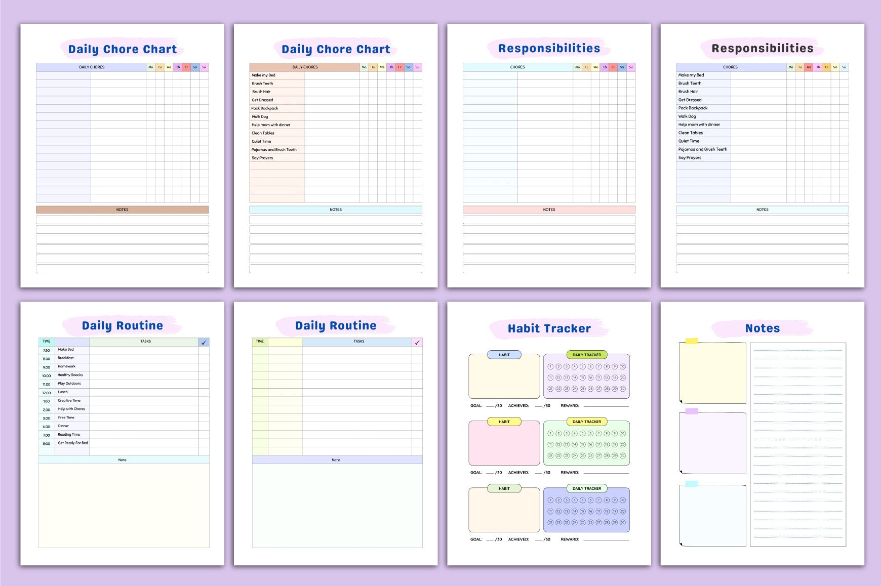Kids Chore Charts Planner