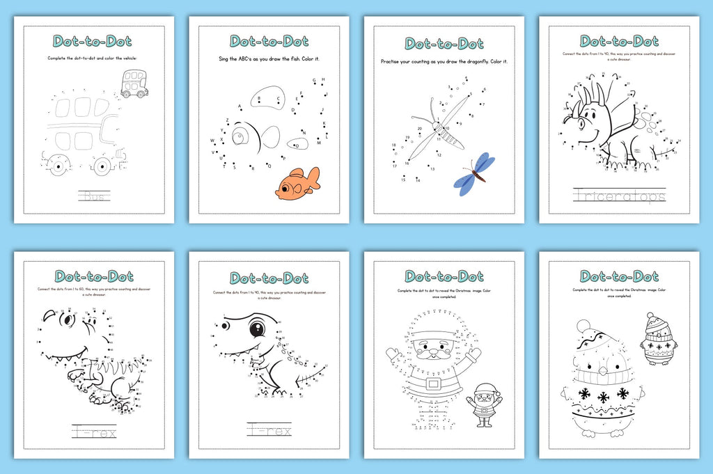 Dot-to-Dot Animal Worksheets for Kids Book
