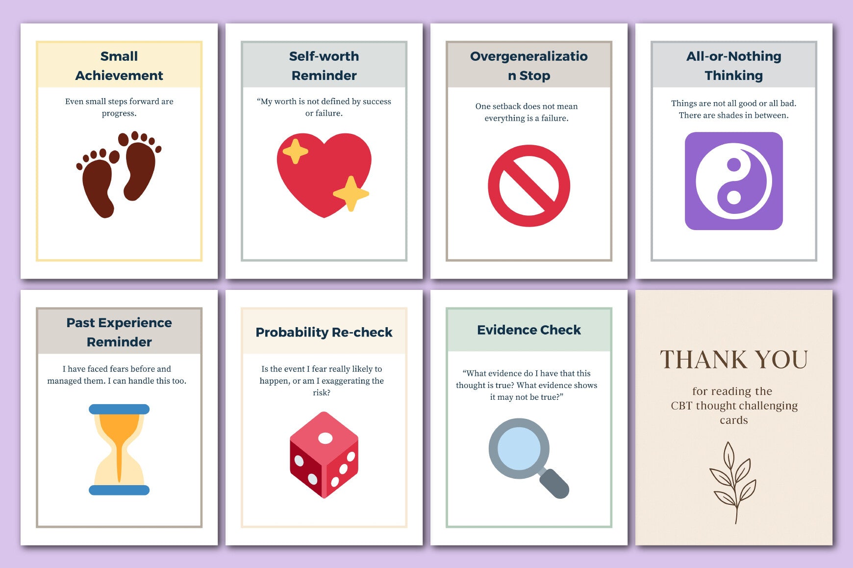 CBT Thought Challenging Cards
