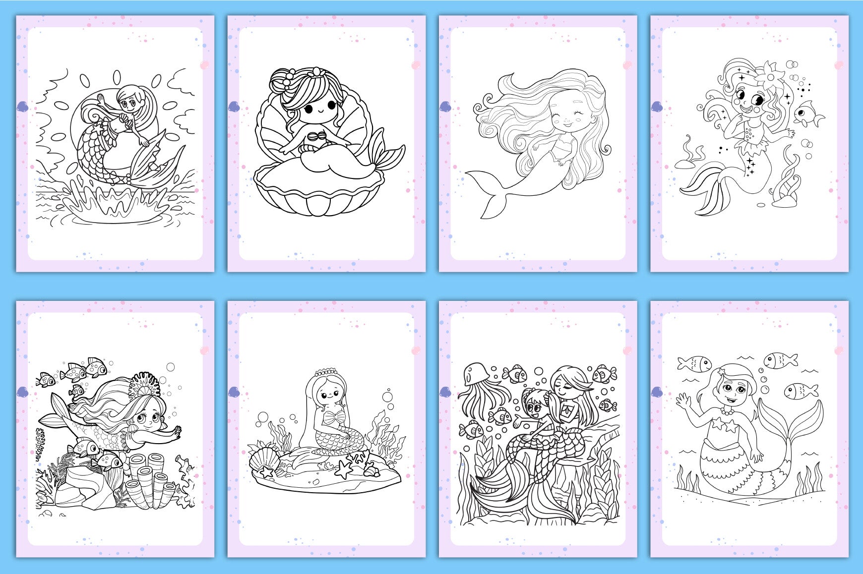 Cute Mermaid Coloring Book