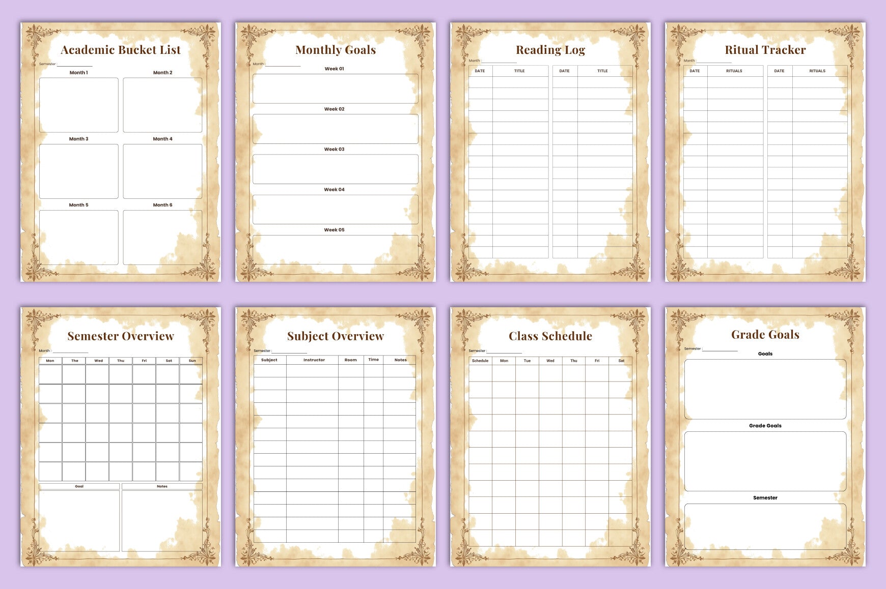 Dark Academia Study Planner