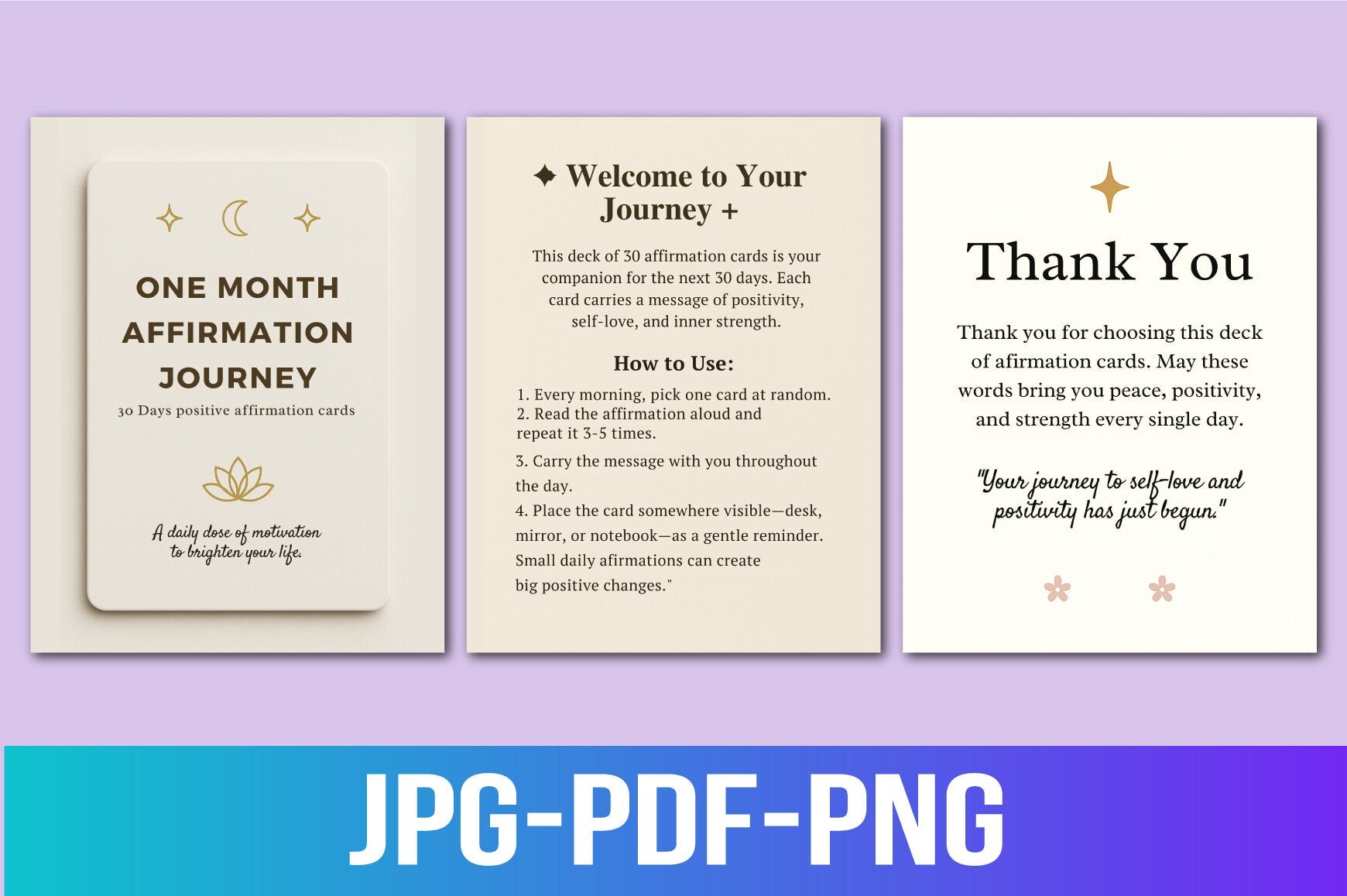 One Month Affirmation Journey Planner