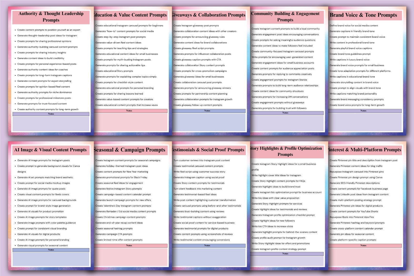 Social Media Template Prompts