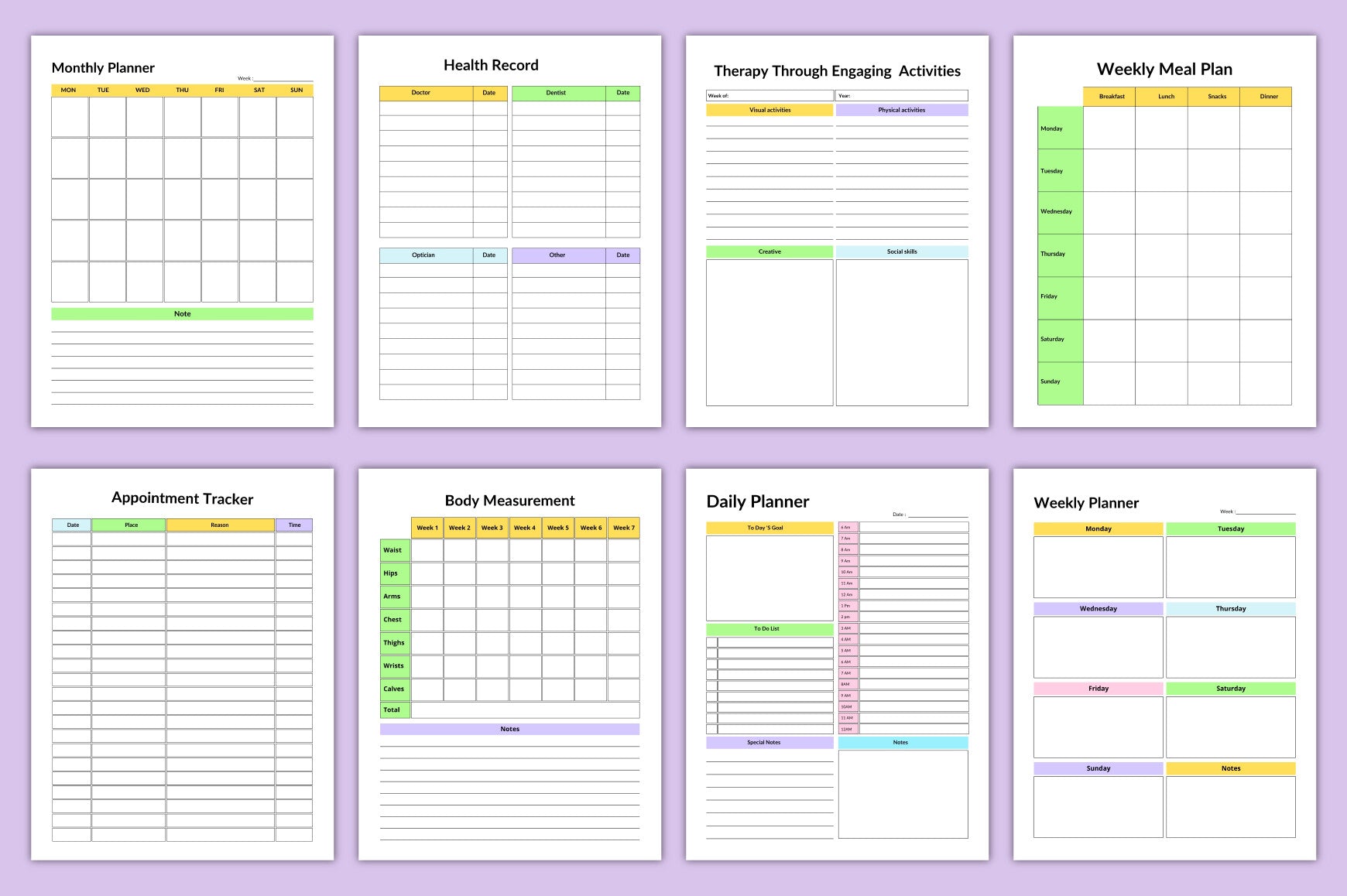 Autistic Planner mindfulness and planning workbook preview