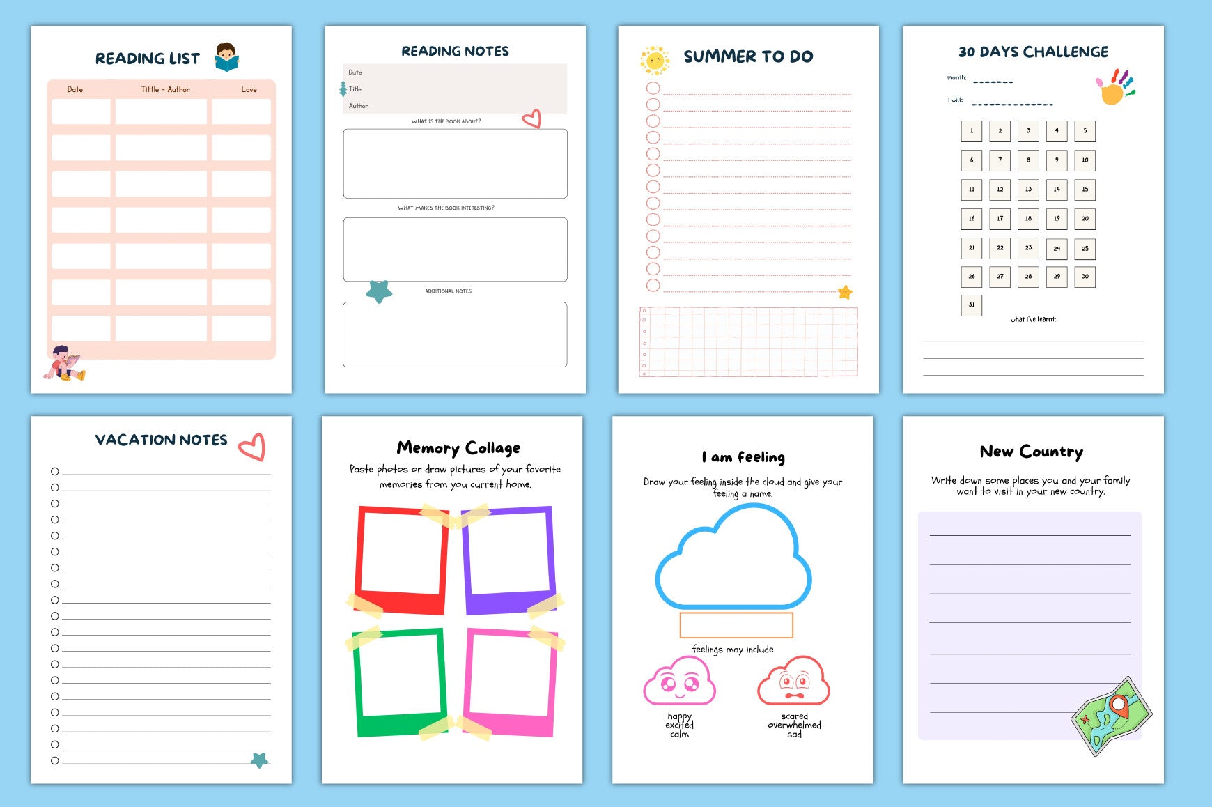 Yearly Activities Update Kids Planner