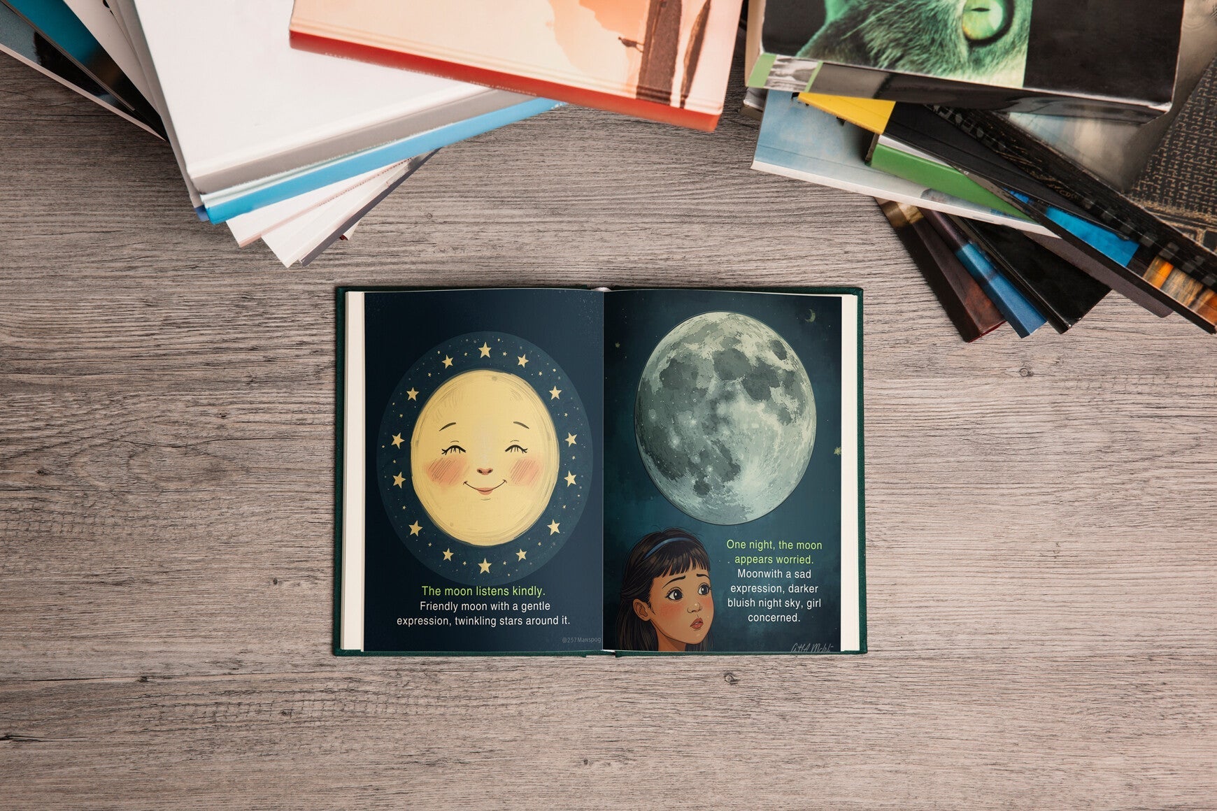 Little Girl Talking to the Moon