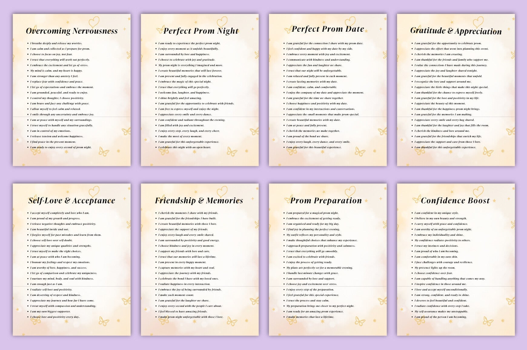 Positive Affirmations for Prom Success Planner