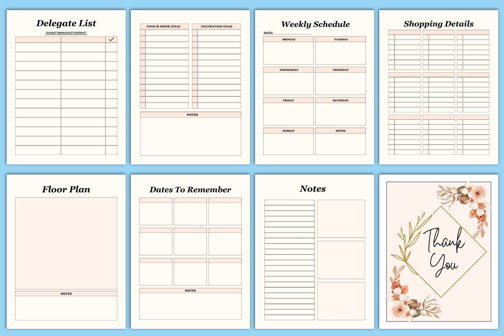 Editable Baby Shower Planner