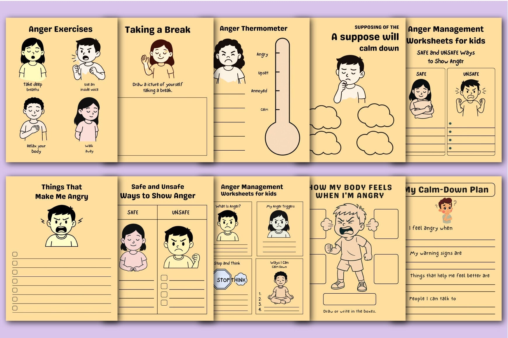 Anger Management Worksheets for Kids Planner