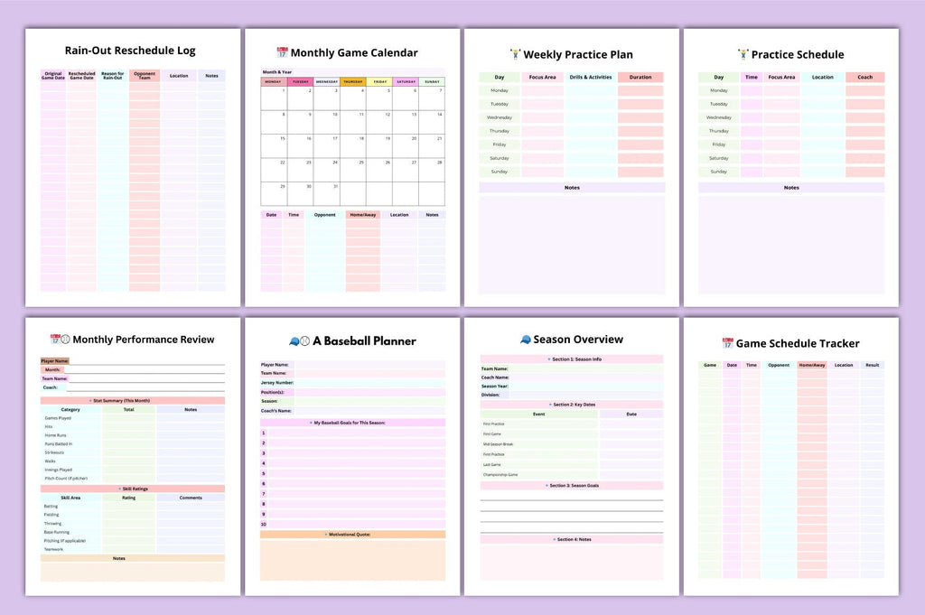 Baseball Planner Template