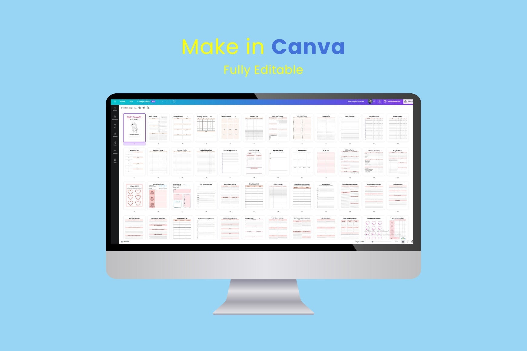 Editable Self-Growth Planner