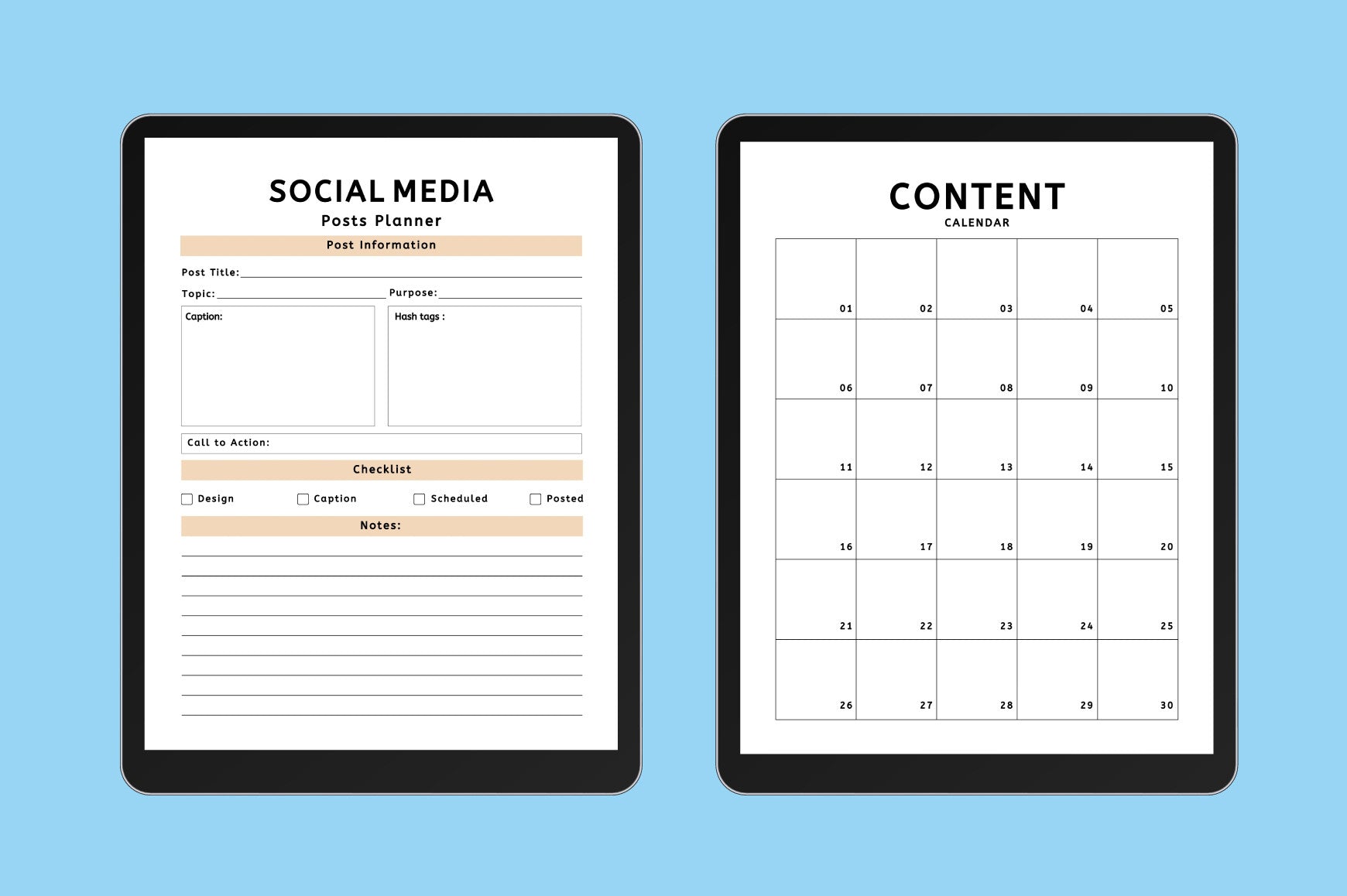 Editable Social Media Planner
