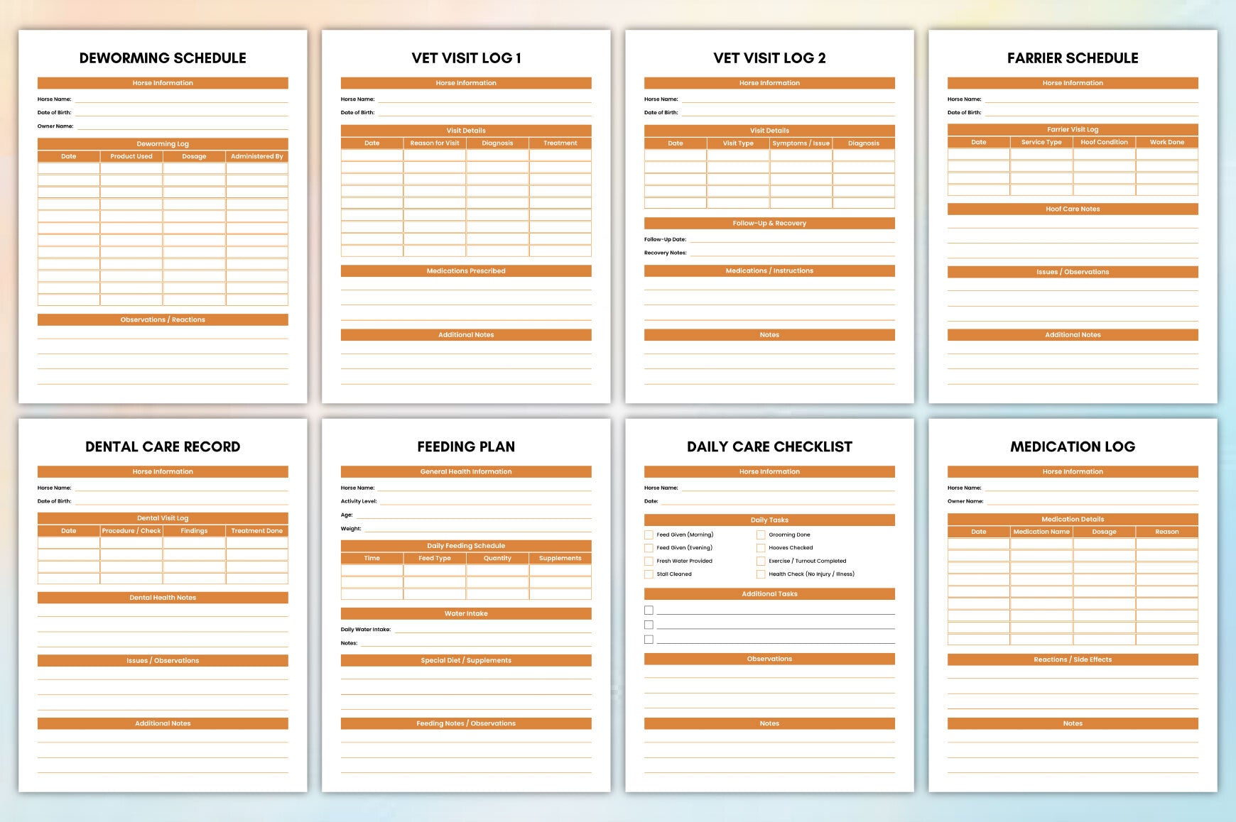 Horse Care Training Journal