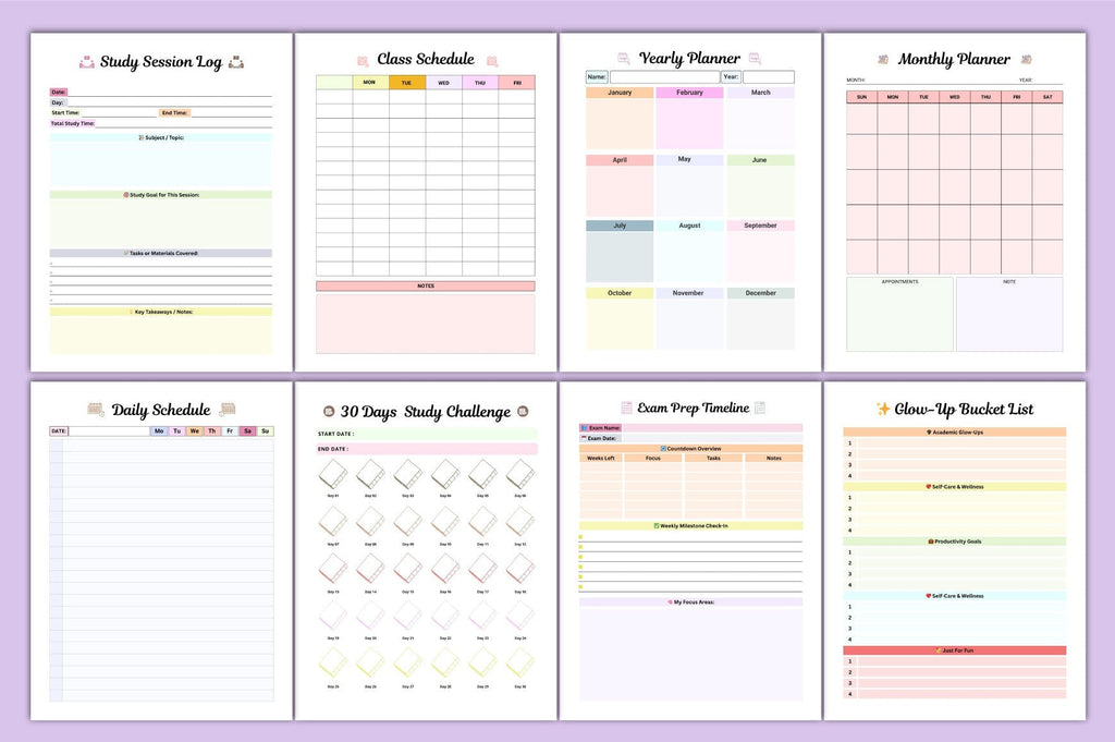 Study Glow Up Planner: Boost Your Academic Success