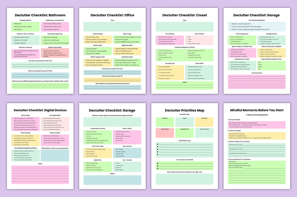 Declutter Workbook for Organization