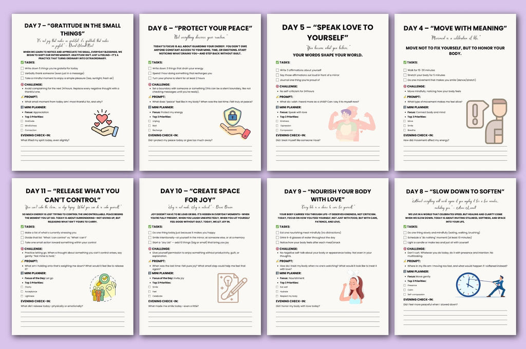 Day Self Care Challenge Planner
