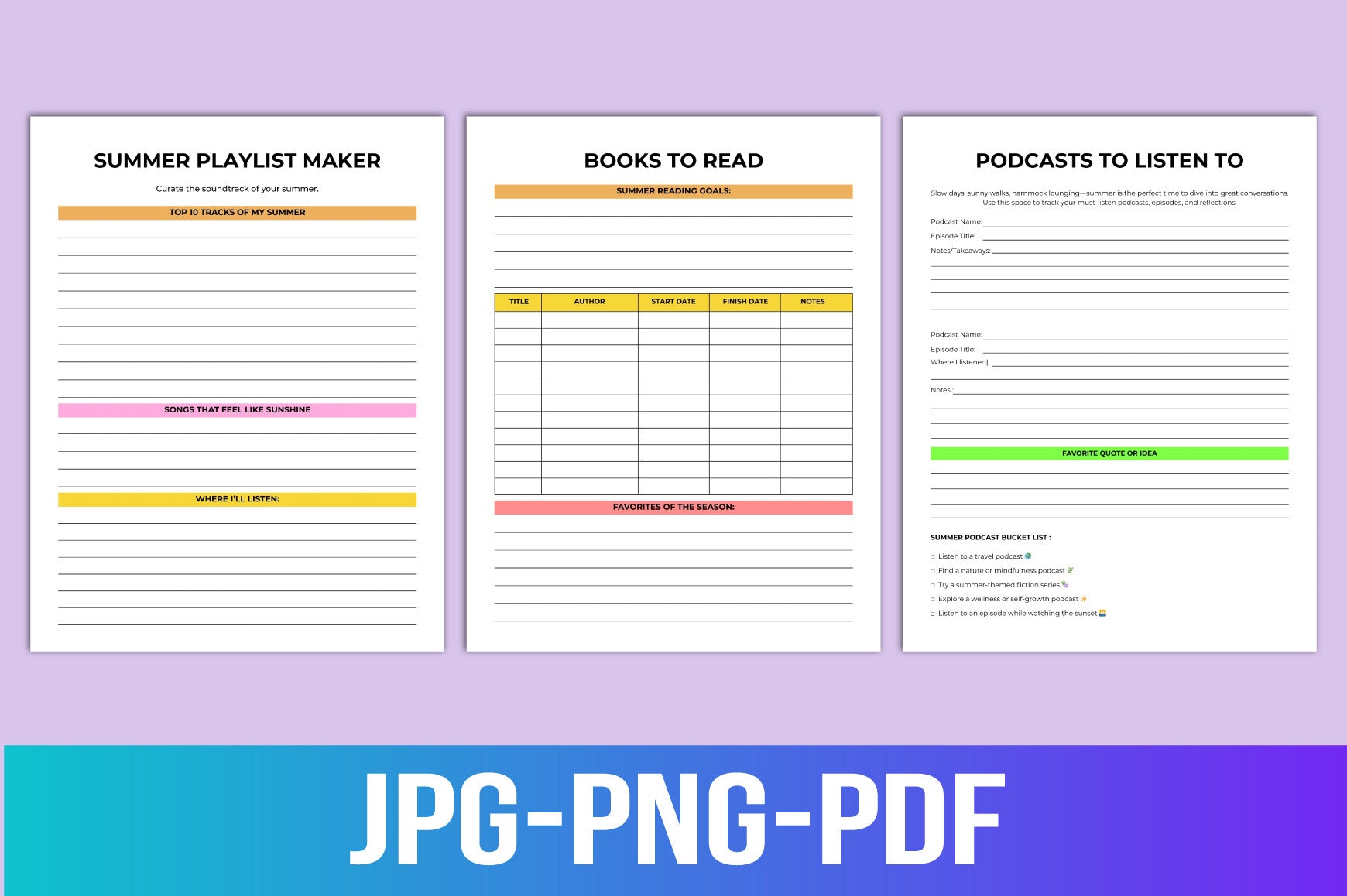 Summer Planner