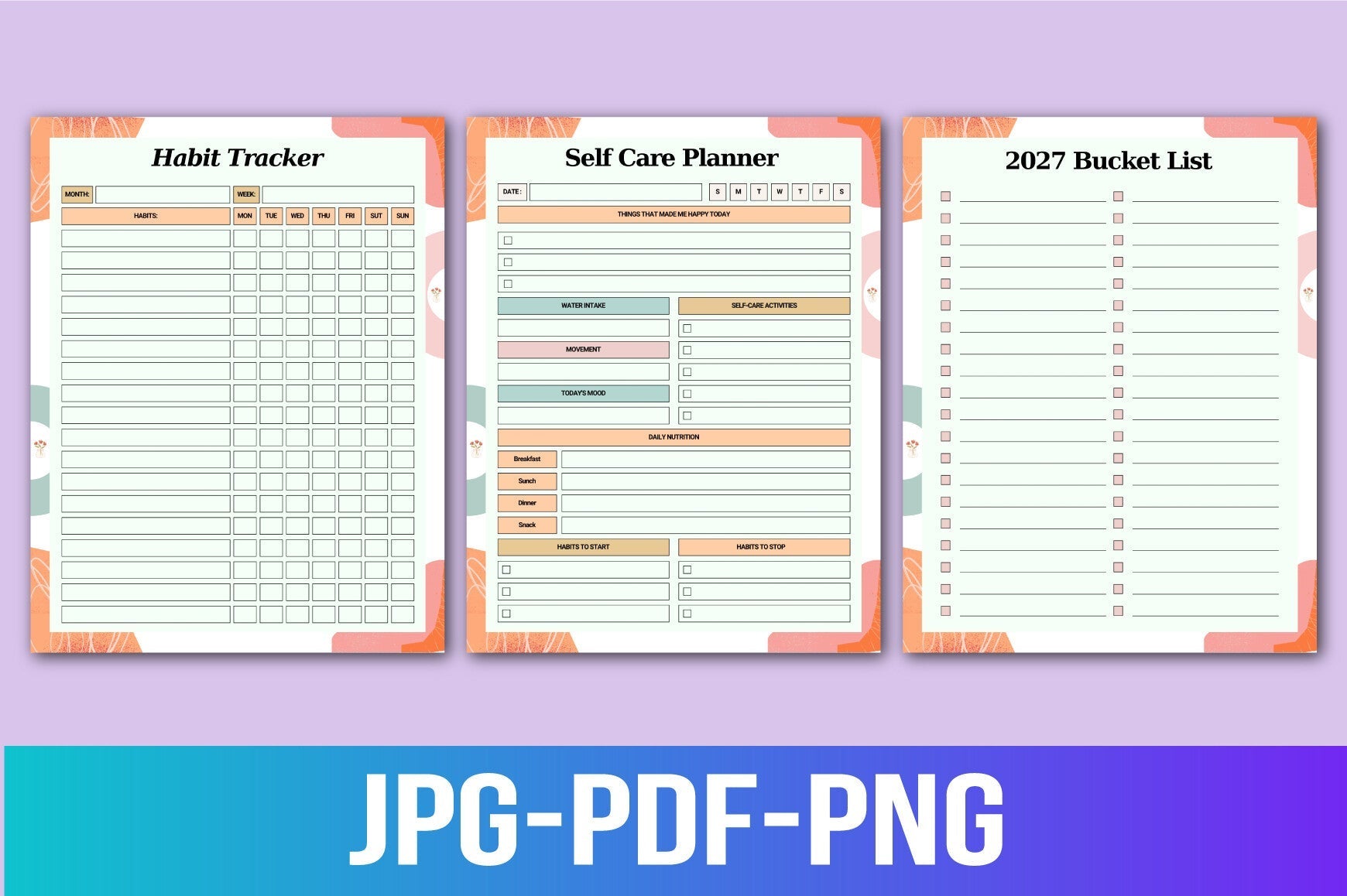 Self Care Planner