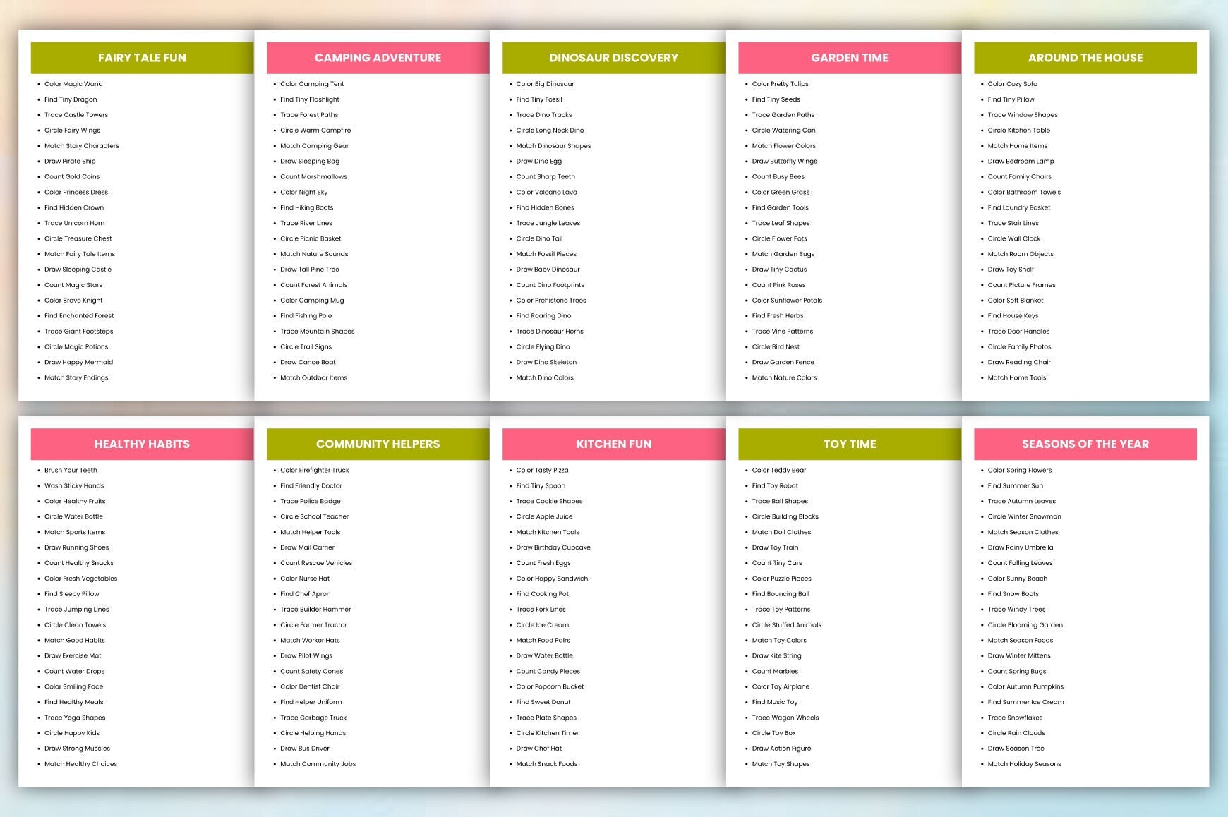 Preschool Activity Prompts