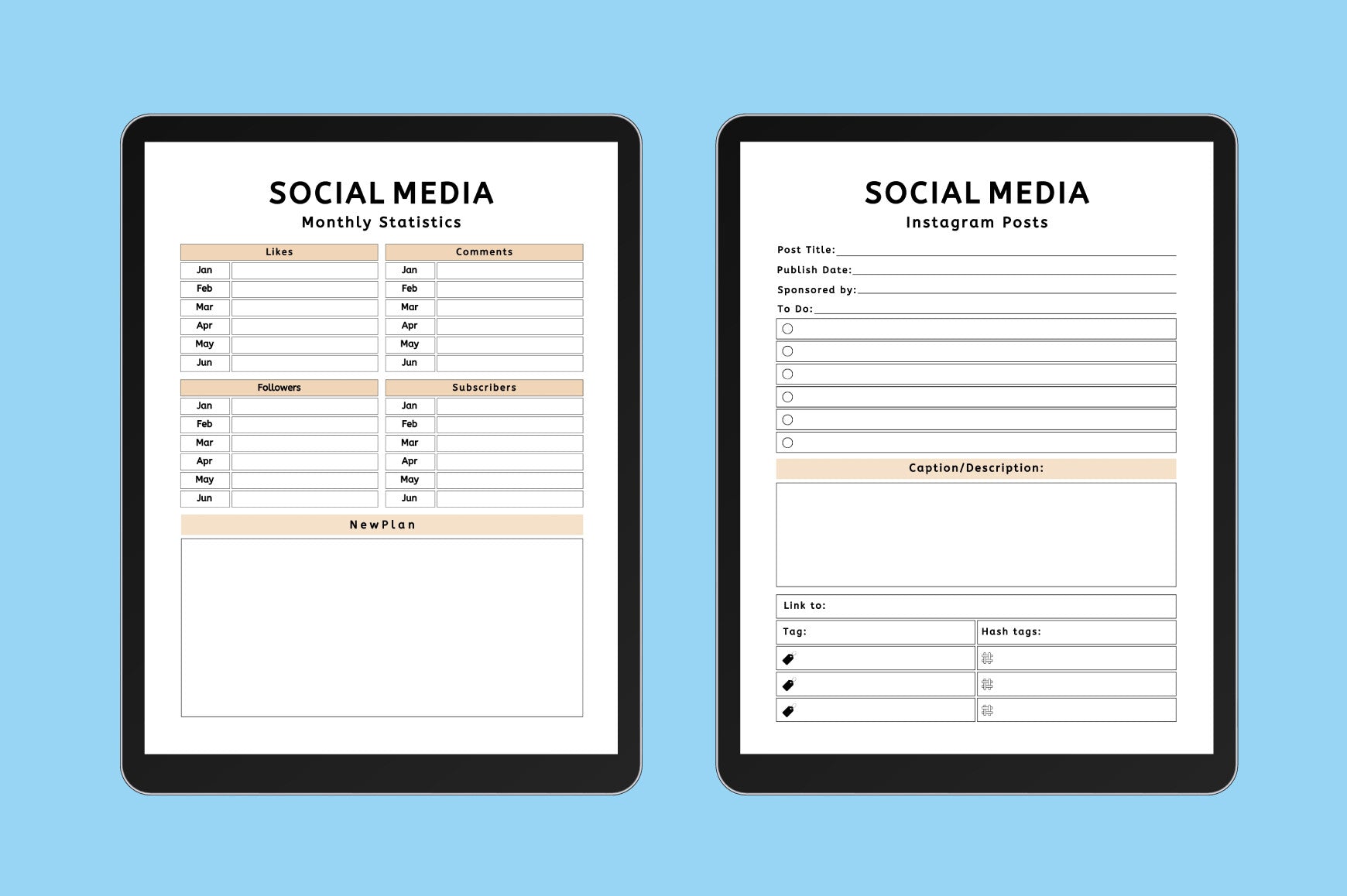 Editable Social Media Planner