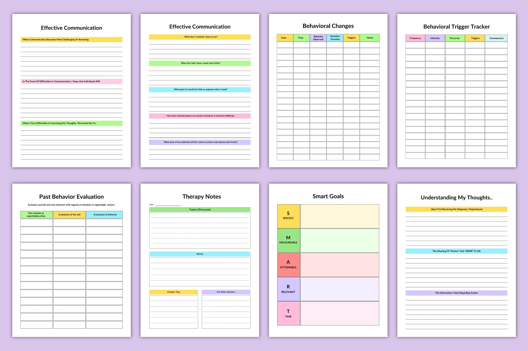 Autistic Planner complete printable planner bundle preview