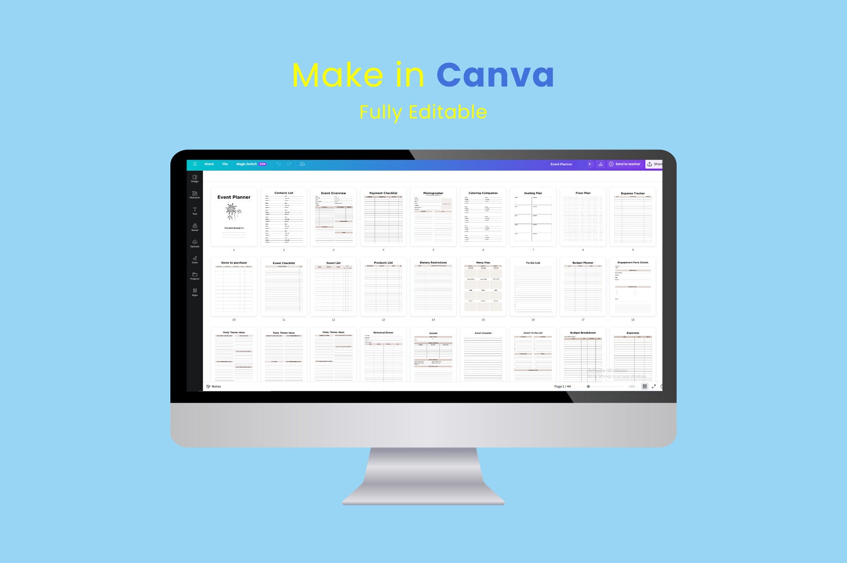 Editable Event Planner